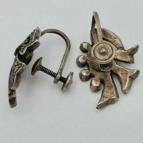 Pair of Silver marcasite earrings - Vintage