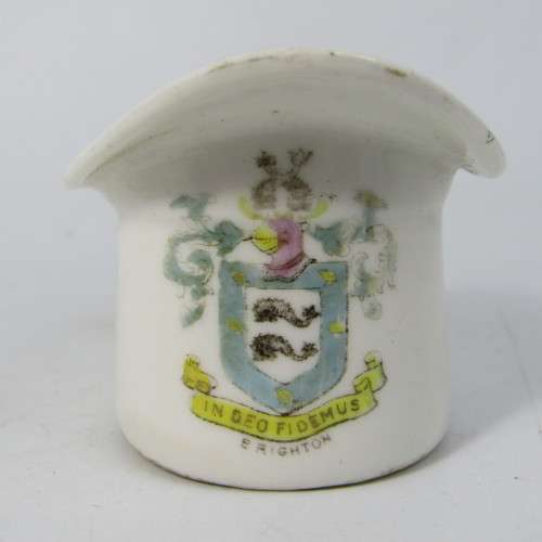 Antique Semma porcelain match holder with striker bottom