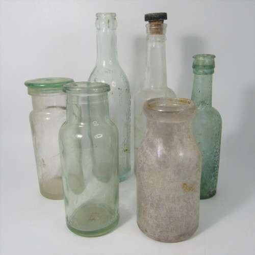 Lot of 6 named antique bottles