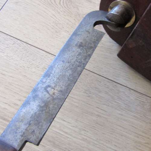 Antique cutter with wooden base - possibly tabacco or meat