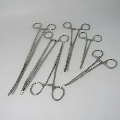 Lot of 6 Dentist clamps with curved fronts
