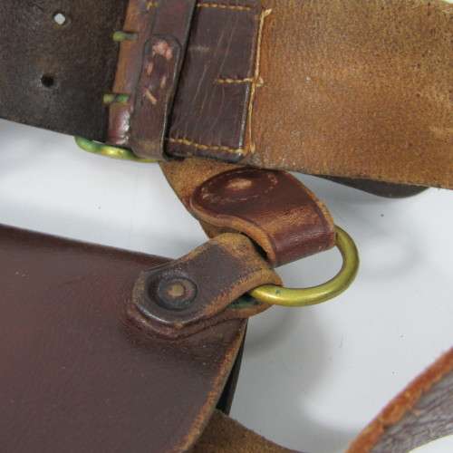 Old Police / Military leather belt with gun holster - 118cm
