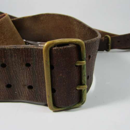 Old Police / Military leather belt with gun holster - 118cm