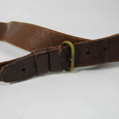 Old Police / Military leather belt with gun holster - 118cm