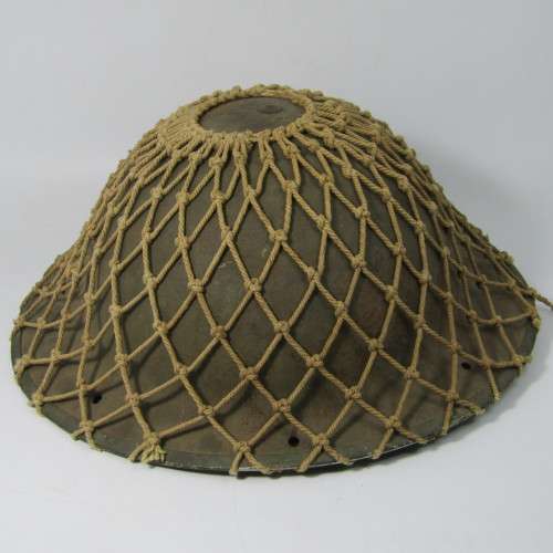 WW2 South African steel brodie helmet with netting