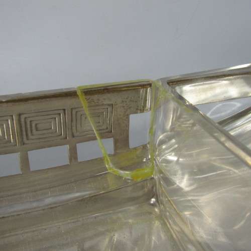 Vintage WMF silver plated Arte Deco snack dish with glass inserts - glass chipped and repaired