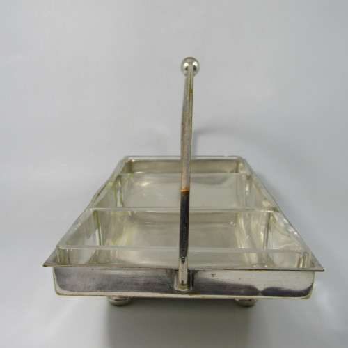 Vintage WMF silver plated Arte Deco snack dish with glass inserts - glass chipped and repaired