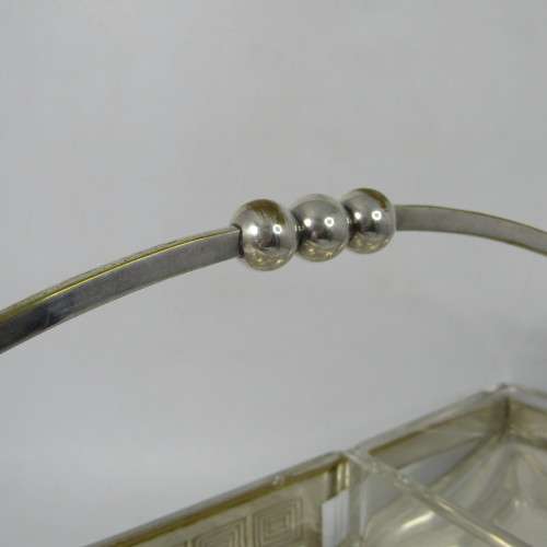 Vintage WMF silver plated Arte Deco snack dish with glass inserts - glass chipped and repaired