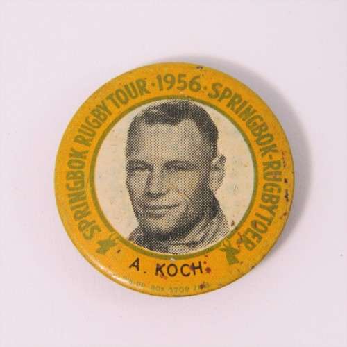 1956 Springbok tour tinnie badge - A Koch