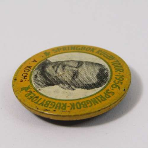 1956 Springbok tour tinnie badge - A Koch