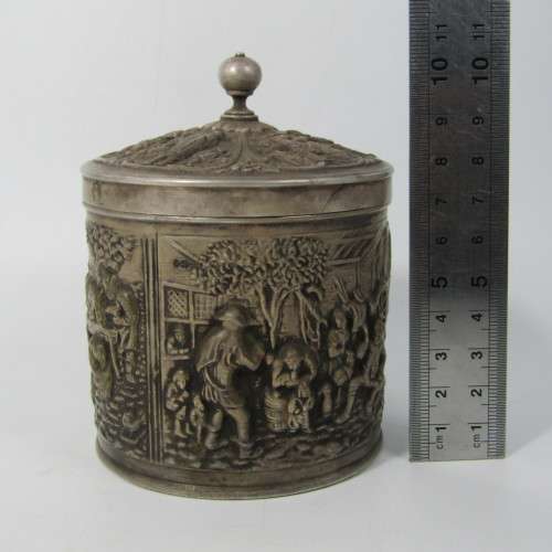 Vintage Herman Hooijkaas silver plated tea caddy for Douwe Egberts
