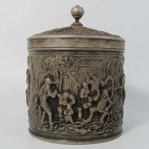 Vintage Herman Hooijkaas silver plated tea caddy for Douwe Egberts