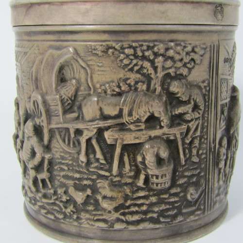 Vintage Herman Hooijkaas silver plated tea caddy for Douwe Egberts