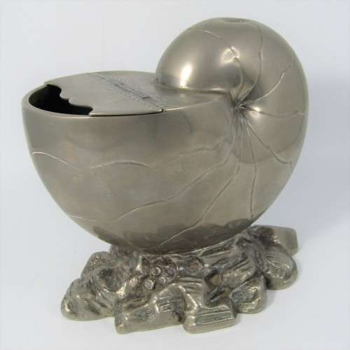 Antique Nautilus silver plated spoon warmer - some dents