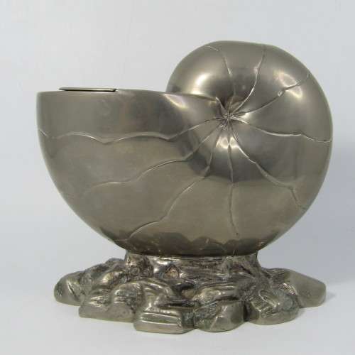 Antique Nautilus silver plated spoon warmer - some dents