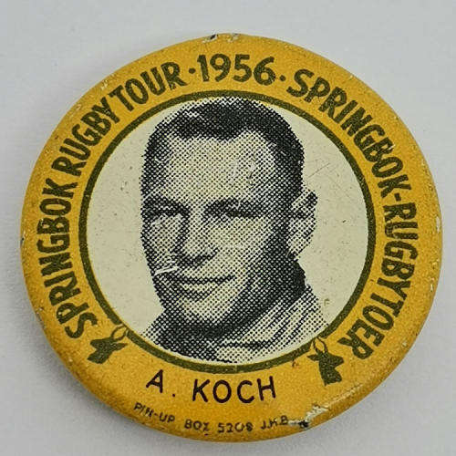 1956 Springbok Rugby tour Chris Kock tinnie badge