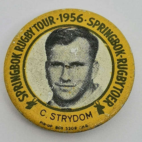 1956 Springbok Rugby tour Popeye Strydom tinnie badge