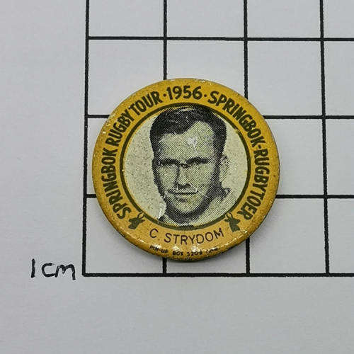 1956 Springbok Rugby tour Popeye Strydom tinnie badge