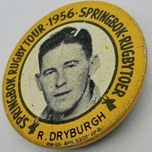 1956 Springbok Rugby tour Roy Dryburgh tinnie badge