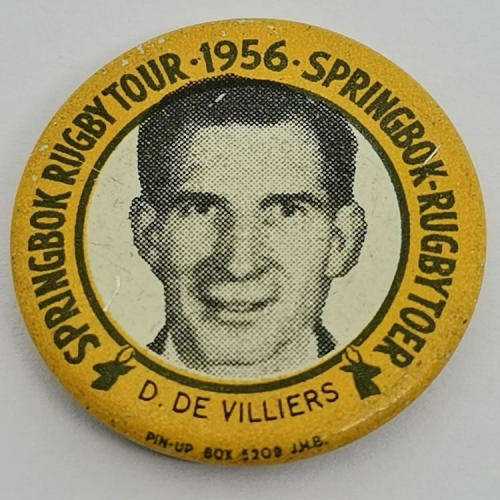 1956 Springbok Rugby tour Dan de Villiers tinnie badge