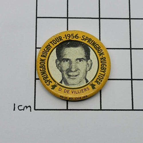 1956 Springbok Rugby tour Dan de Villiers tinnie badge