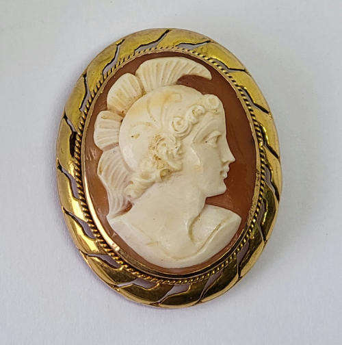 9kt Gold cameo brooch - High quality