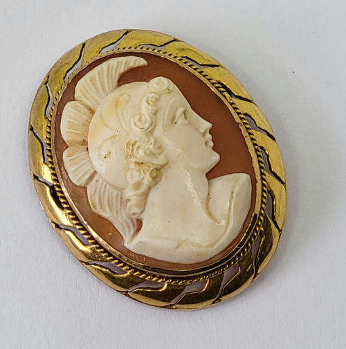 9kt Gold cameo brooch - High quality