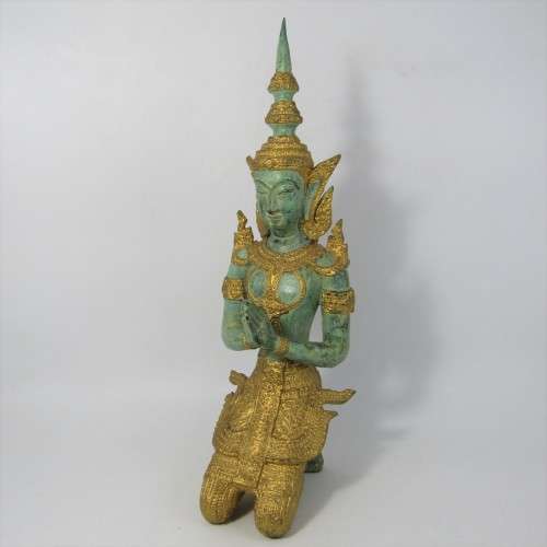 Vintage Bronze Thepanom Temple keeper of Thailand statue - 32cm