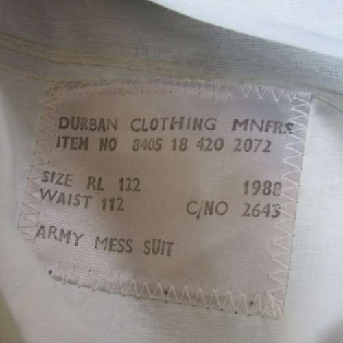 SADF Mess dress tunic , waistcoat and trousers of Warrant Officer du Plessis, SA Signal corps