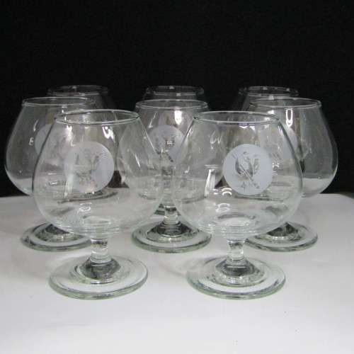Set of 8 vintage SA Womans Auxiliary Naval Service (SWAN) cognac glasses - circa 1970`s