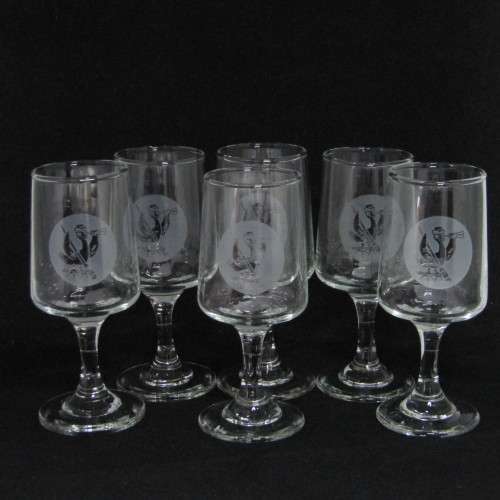 Set of 6 vintage SA Womans Auxiliary Naval Service (SWAN) liqueur glasses - circa 1970`s -  rare