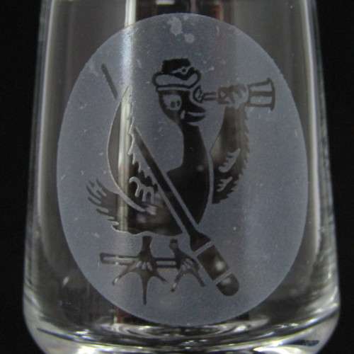 Set of 10 vintage SA Womans Auxiliary Naval Service (SWAN) small liqueur glasses - circa 1970`s