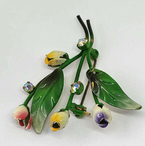 Beautiful handpainted flower brooch