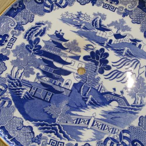 Copeland Spode table top with centre fixing hole - dated to April 1889
