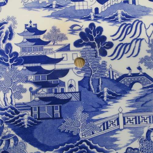 Copeland Spode table top with centre fixing hole - dated to April 1889