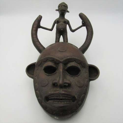 Vintage African Art Copper Mask - probably DAN tribe