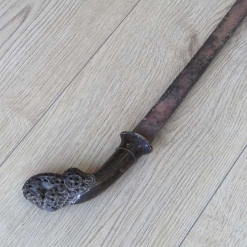 Antique Indonesian Luwuk sword with water buffalo horn handle - blade 67cm, total length 83cm