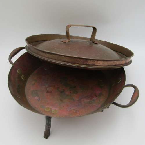 Antique Copper pie pan with original lid