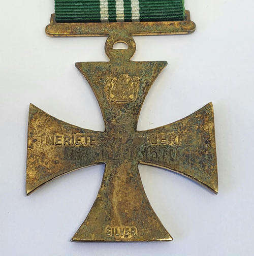 SA Prison service cross for Merit in silver issued to 1570 D Manual