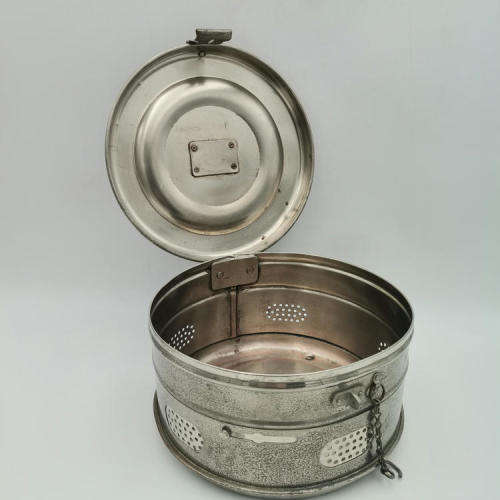 Vintage Silver plated copper sterilization container dressing drum