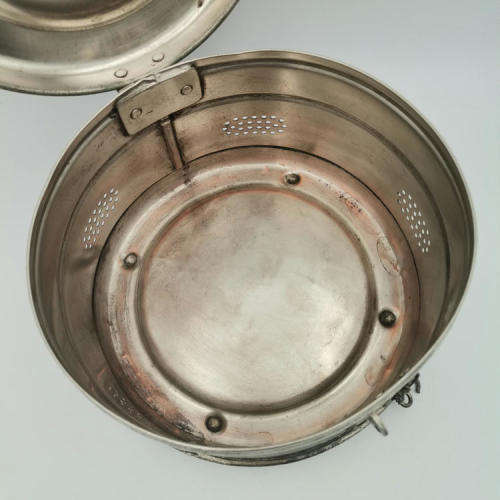 Vintage Silver plated copper sterilization container dressing drum