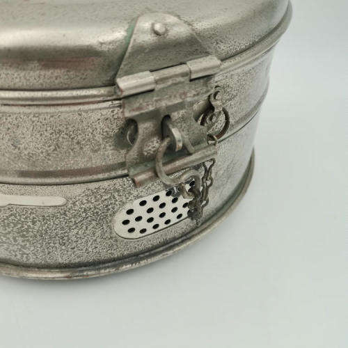 Vintage Silver plated copper sterilization container dressing drum