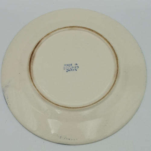 Vintage blue and white willow pattern porcelain trio