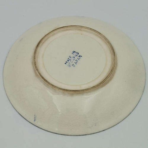 Vintage blue and white willow pattern porcelain trio