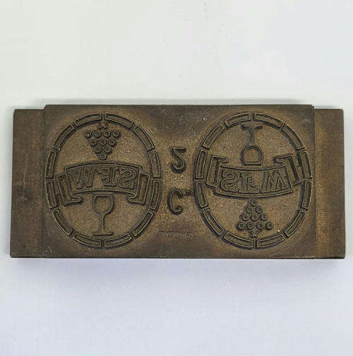 Stellenbosch Farmer`s Winery SFW brass die punch/printers block