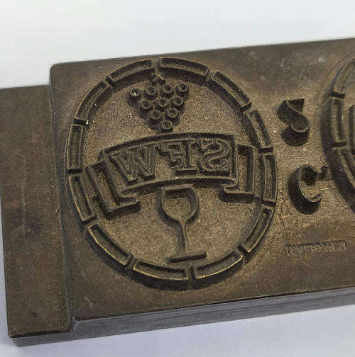 Stellenbosch Farmer`s Winery SFW brass die punch/printers block