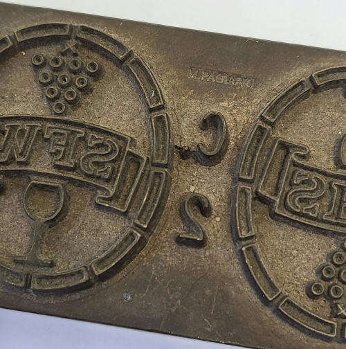 Stellenbosch Farmer`s Winery SFW brass die punch/printers block