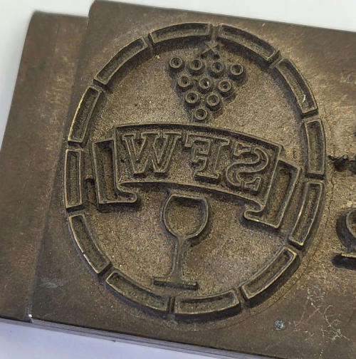 Stellenbosch Farmer`s Winery SFW brass die punch/printers block