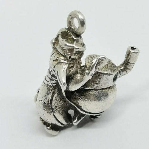 Vintage silver penguin with stove charm for bracelet