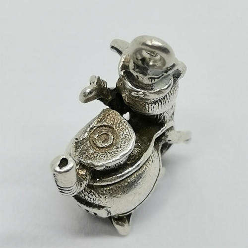 Vintage silver penguin with stove charm for bracelet